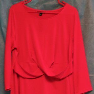 Alfani 2X Crossover Red Slinky Shirt NWT Career